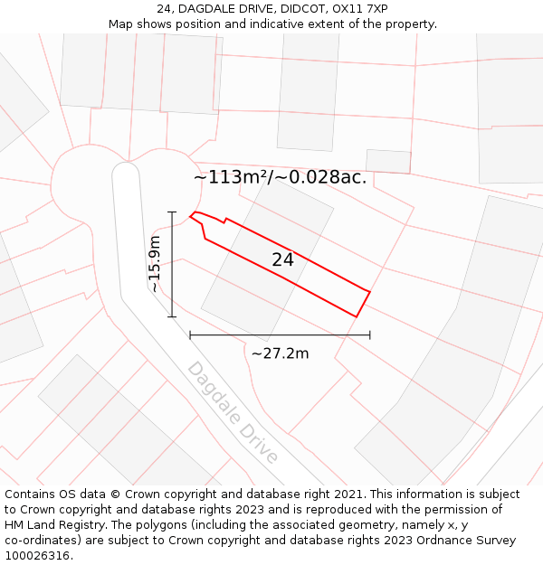 24, DAGDALE DRIVE, DIDCOT, OX11 7XP: Plot and title map