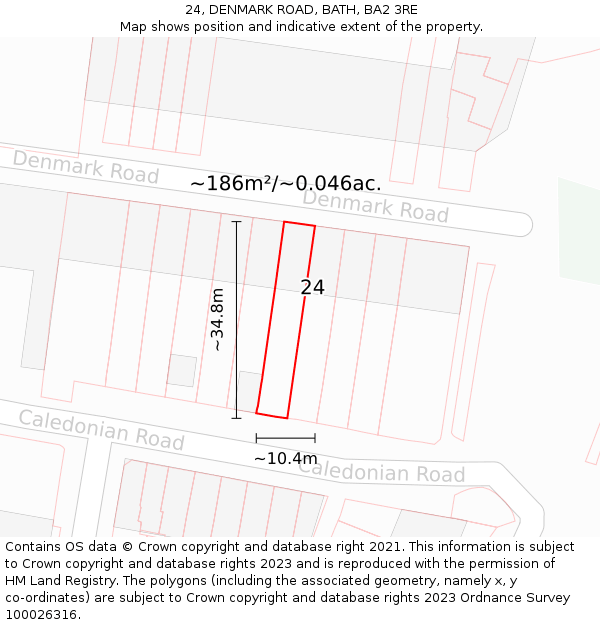 24, DENMARK ROAD, BATH, BA2 3RE: Plot and title map