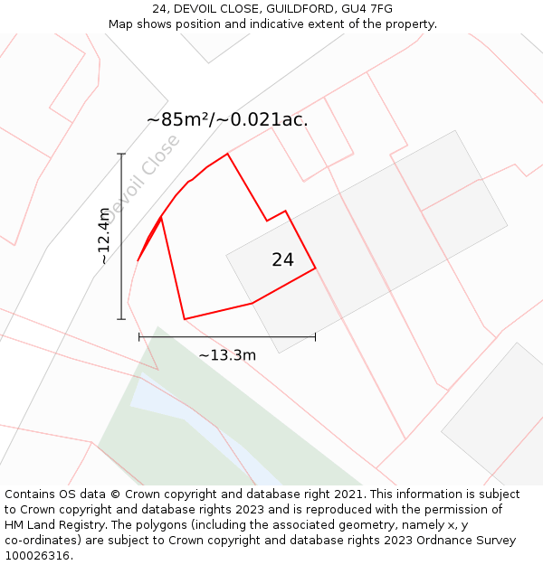 24, DEVOIL CLOSE, GUILDFORD, GU4 7FG: Plot and title map