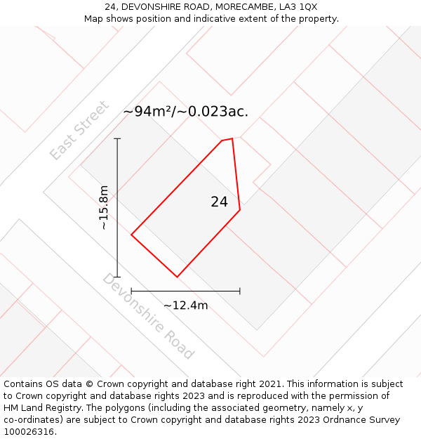 24, DEVONSHIRE ROAD, MORECAMBE, LA3 1QX: Plot and title map