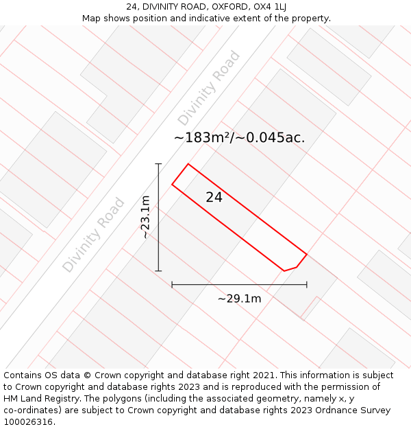 24, DIVINITY ROAD, OXFORD, OX4 1LJ: Plot and title map
