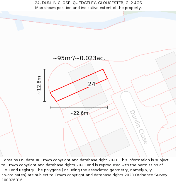 24, DUNLIN CLOSE, QUEDGELEY, GLOUCESTER, GL2 4GS: Plot and title map