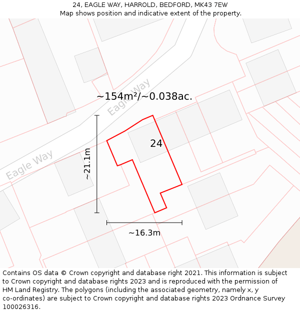 24, EAGLE WAY, HARROLD, BEDFORD, MK43 7EW: Plot and title map