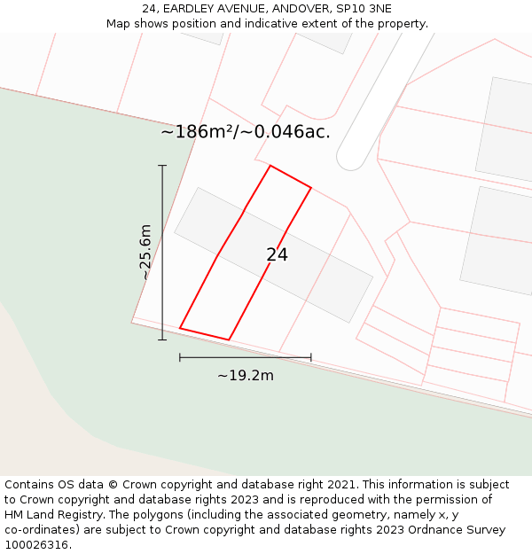24, EARDLEY AVENUE, ANDOVER, SP10 3NE: Plot and title map