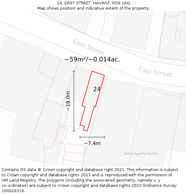 24, EAST STREET, HAVANT, PO9 1AQ: Plot and title map