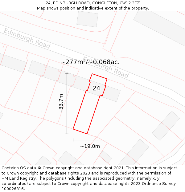 24, EDINBURGH ROAD, CONGLETON, CW12 3EZ: Plot and title map