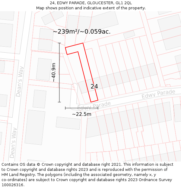 24, EDWY PARADE, GLOUCESTER, GL1 2QL: Plot and title map