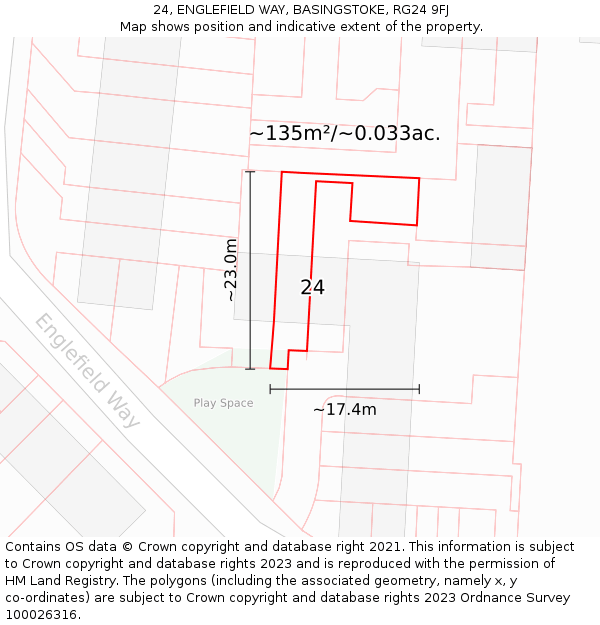 24, ENGLEFIELD WAY, BASINGSTOKE, RG24 9FJ: Plot and title map