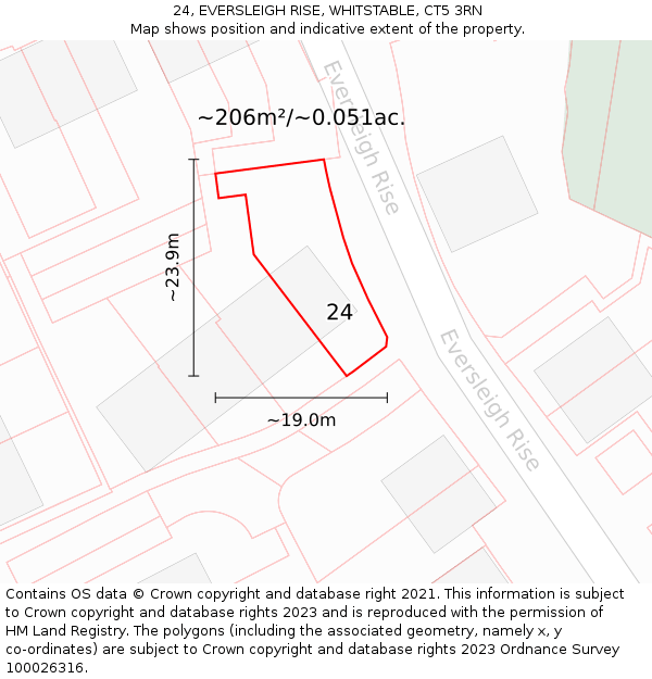24, EVERSLEIGH RISE, WHITSTABLE, CT5 3RN: Plot and title map