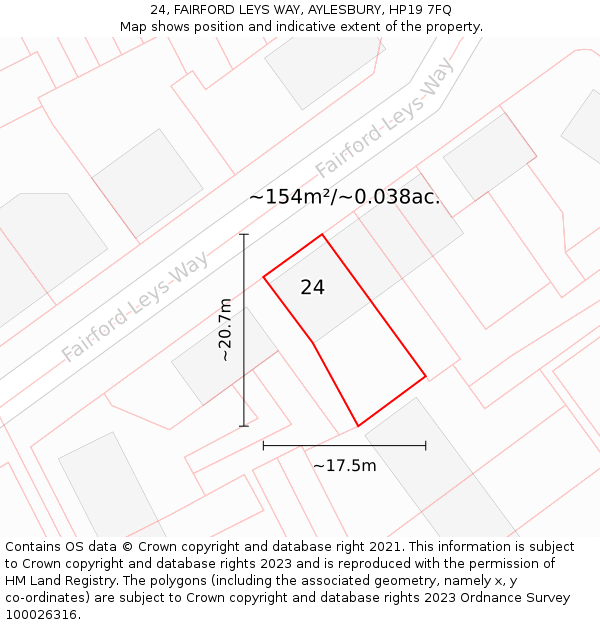 24, FAIRFORD LEYS WAY, AYLESBURY, HP19 7FQ: Plot and title map