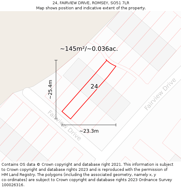 24, FAIRVIEW DRIVE, ROMSEY, SO51 7LR: Plot and title map