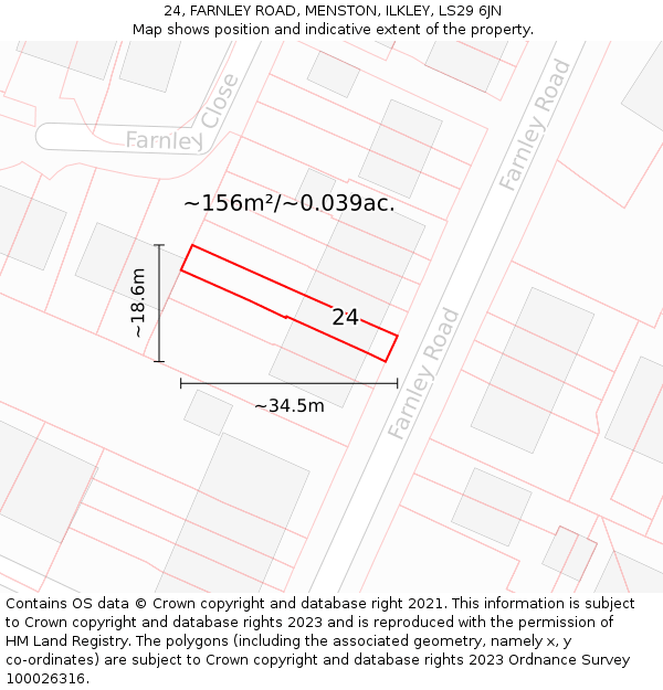 24, FARNLEY ROAD, MENSTON, ILKLEY, LS29 6JN: Plot and title map