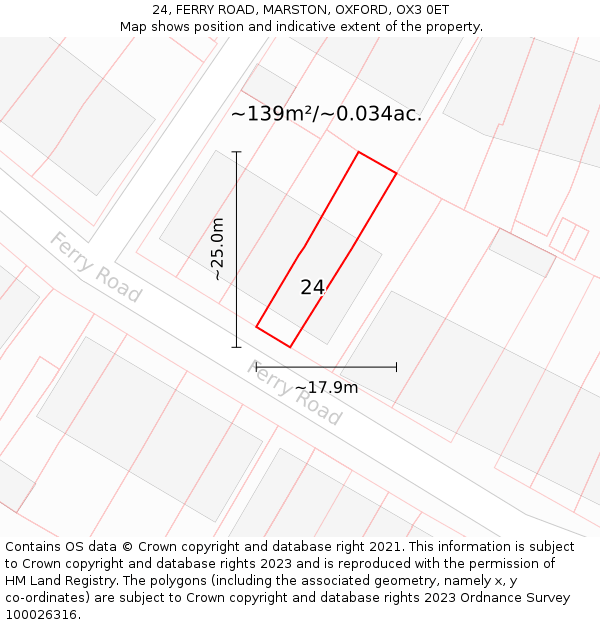 24, FERRY ROAD, MARSTON, OXFORD, OX3 0ET: Plot and title map