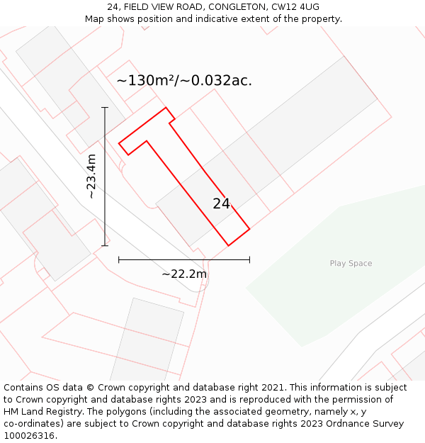 24, FIELD VIEW ROAD, CONGLETON, CW12 4UG: Plot and title map