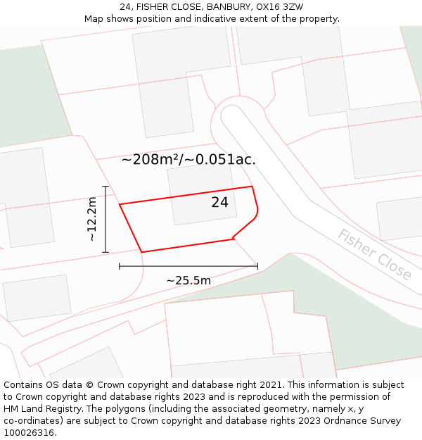 24, FISHER CLOSE, BANBURY, OX16 3ZW: Plot and title map