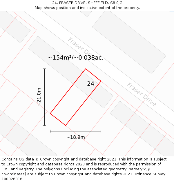 24, FRASER DRIVE, SHEFFIELD, S8 0JG: Plot and title map