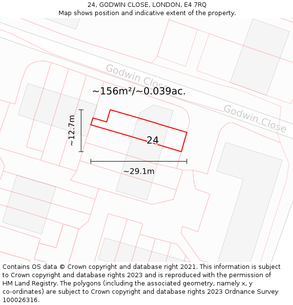 24, GODWIN CLOSE, LONDON, E4 7RQ: Plot and title map