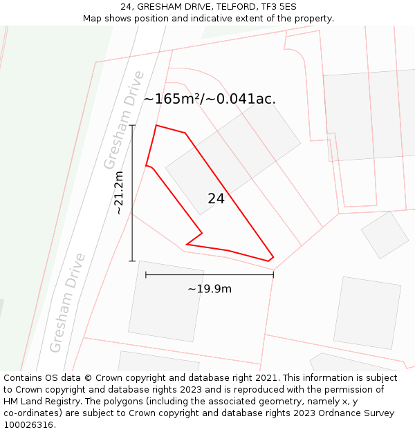 24, GRESHAM DRIVE, TELFORD, TF3 5ES: Plot and title map