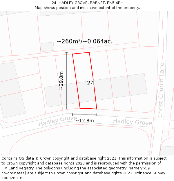24, HADLEY GROVE, BARNET, EN5 4PH: Plot and title map