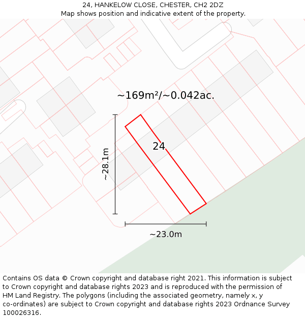 24, HANKELOW CLOSE, CHESTER, CH2 2DZ: Plot and title map