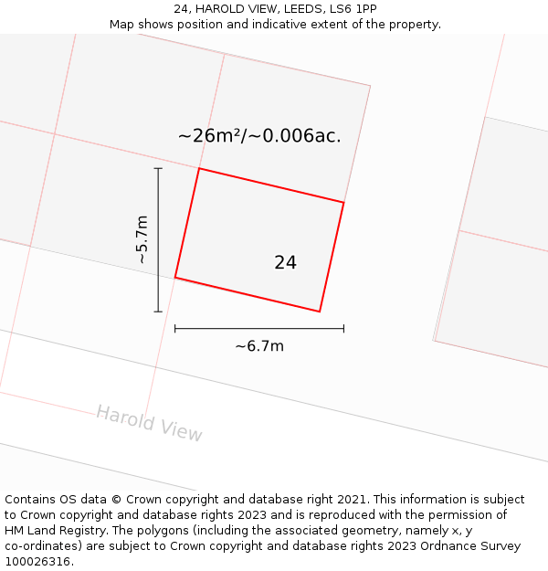 24, HAROLD VIEW, LEEDS, LS6 1PP: Plot and title map