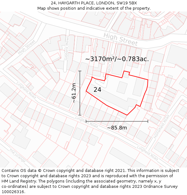 24, HAYGARTH PLACE, LONDON, SW19 5BX: Plot and title map