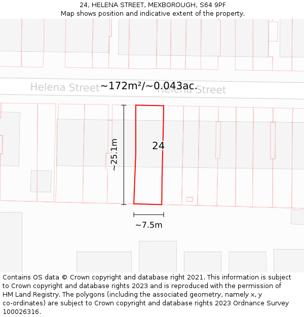 24, HELENA STREET, MEXBOROUGH, S64 9PF: Plot and title map