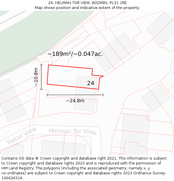 24, HELMAN TOR VIEW, BODMIN, PL31 1RE: Plot and title map