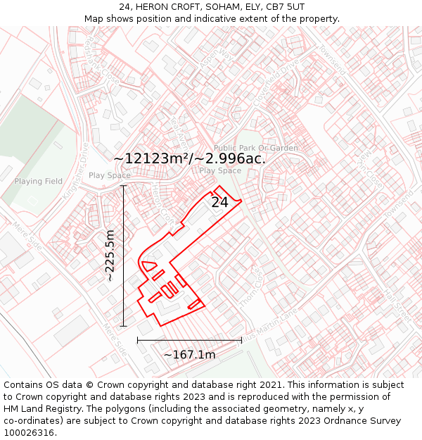 24, HERON CROFT, SOHAM, ELY, CB7 5UT: Plot and title map