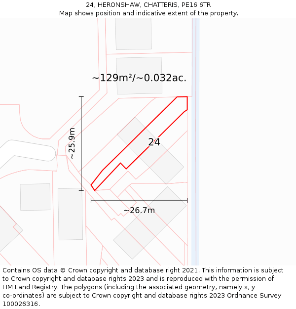 24, HERONSHAW, CHATTERIS, PE16 6TR: Plot and title map