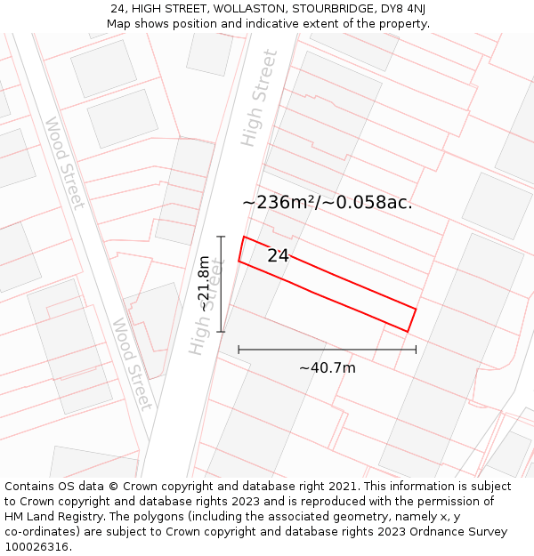 24, HIGH STREET, WOLLASTON, STOURBRIDGE, DY8 4NJ: Plot and title map