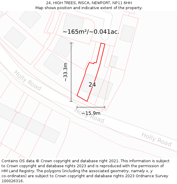 24, HIGH TREES, RISCA, NEWPORT, NP11 6HH: Plot and title map