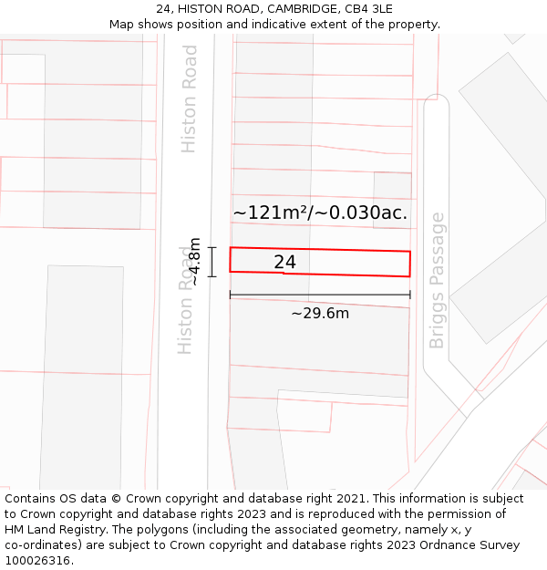 24, HISTON ROAD, CAMBRIDGE, CB4 3LE: Plot and title map