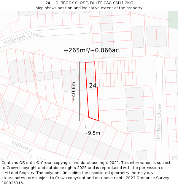 24, HOLBROOK CLOSE, BILLERICAY, CM11 2NG: Plot and title map