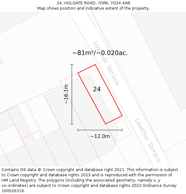 24, HOLGATE ROAD, YORK, YO24 4AB: Plot and title map