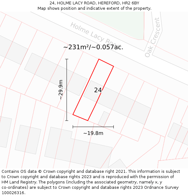 24, HOLME LACY ROAD, HEREFORD, HR2 6BY: Plot and title map