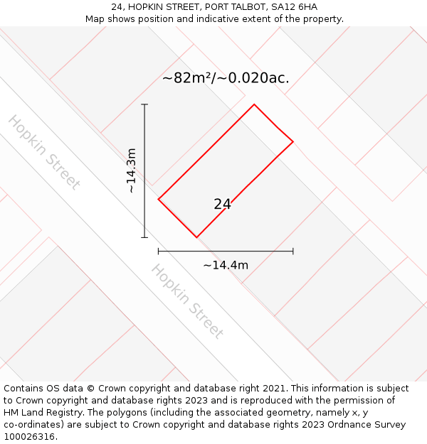 24, HOPKIN STREET, PORT TALBOT, SA12 6HA: Plot and title map