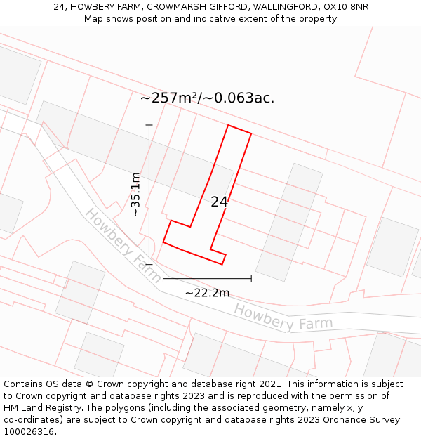 24, HOWBERY FARM, CROWMARSH GIFFORD, WALLINGFORD, OX10 8NR: Plot and title map