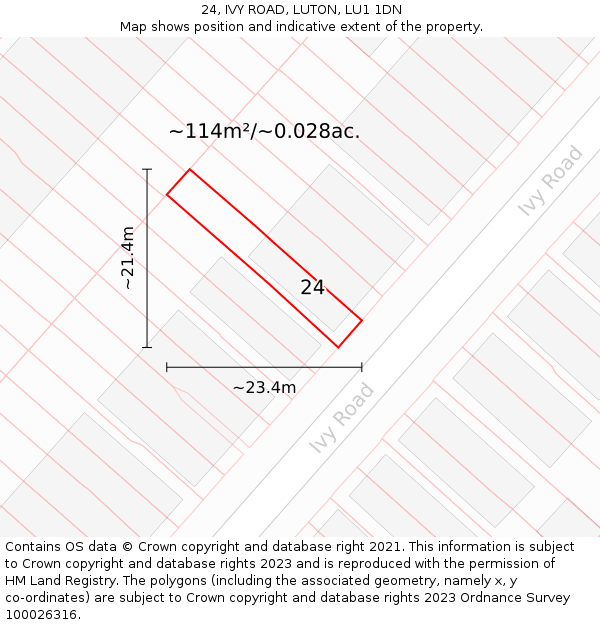 24, IVY ROAD, LUTON, LU1 1DN: Plot and title map