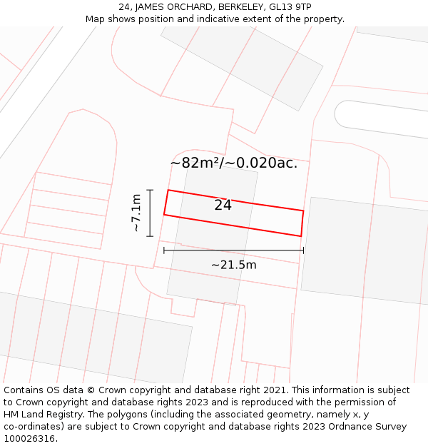 24, JAMES ORCHARD, BERKELEY, GL13 9TP: Plot and title map