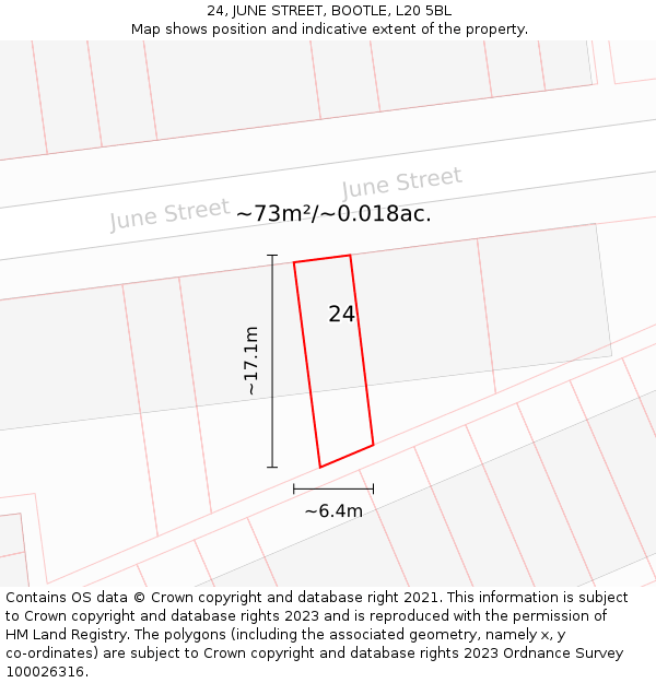 24, JUNE STREET, BOOTLE, L20 5BL: Plot and title map