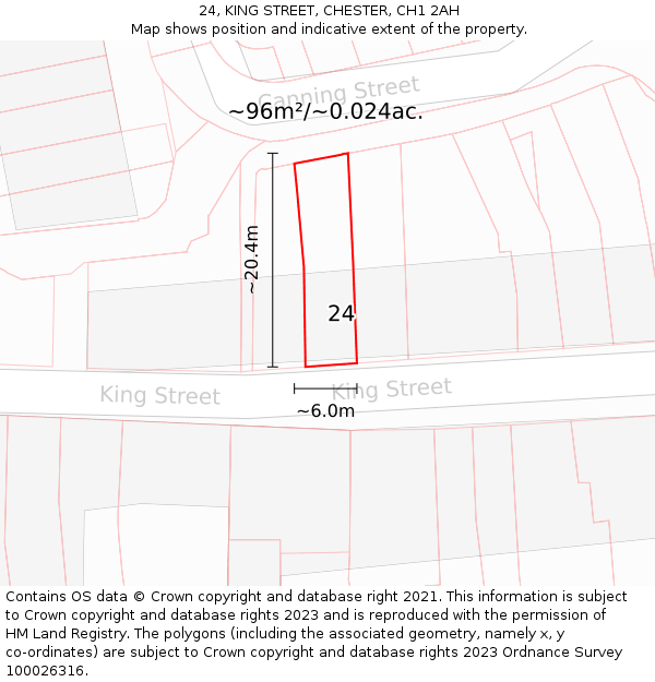 24, KING STREET, CHESTER, CH1 2AH: Plot and title map