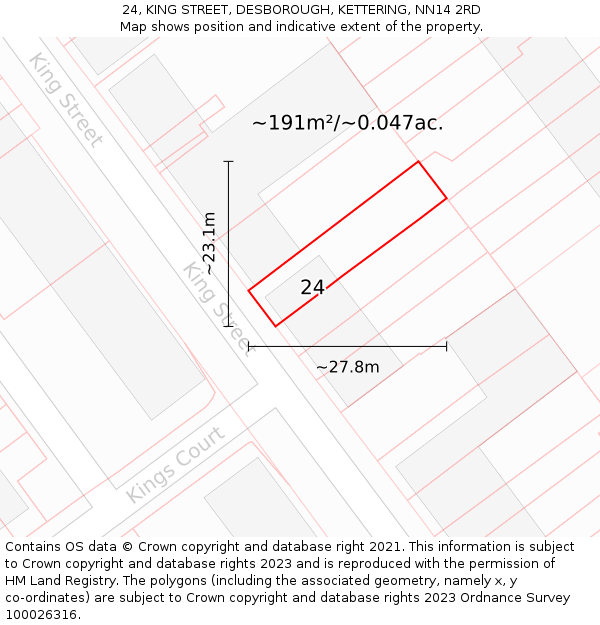 24, KING STREET, DESBOROUGH, KETTERING, NN14 2RD: Plot and title map