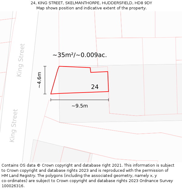 24, KING STREET, SKELMANTHORPE, HUDDERSFIELD, HD8 9DY: Plot and title map