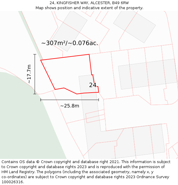 24, KINGFISHER WAY, ALCESTER, B49 6RW: Plot and title map