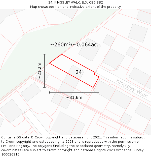 24, KINGSLEY WALK, ELY, CB6 3BZ: Plot and title map