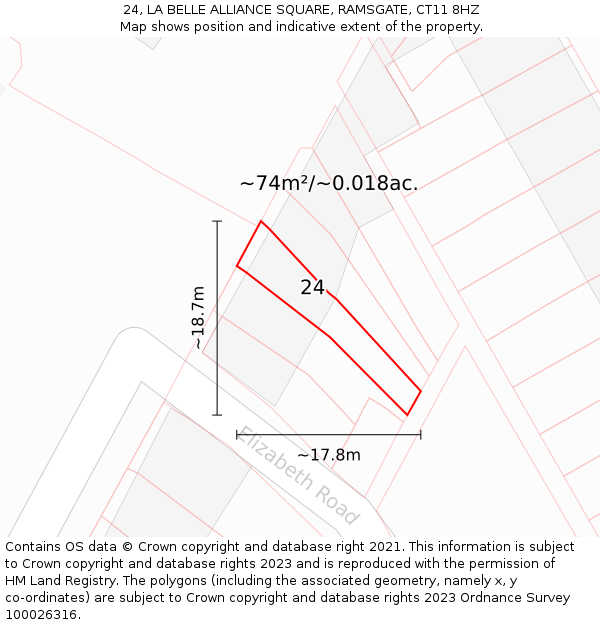 24, LA BELLE ALLIANCE SQUARE, RAMSGATE, CT11 8HZ: Plot and title map