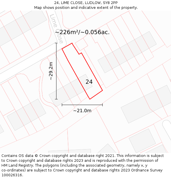 24, LIME CLOSE, LUDLOW, SY8 2PP: Plot and title map
