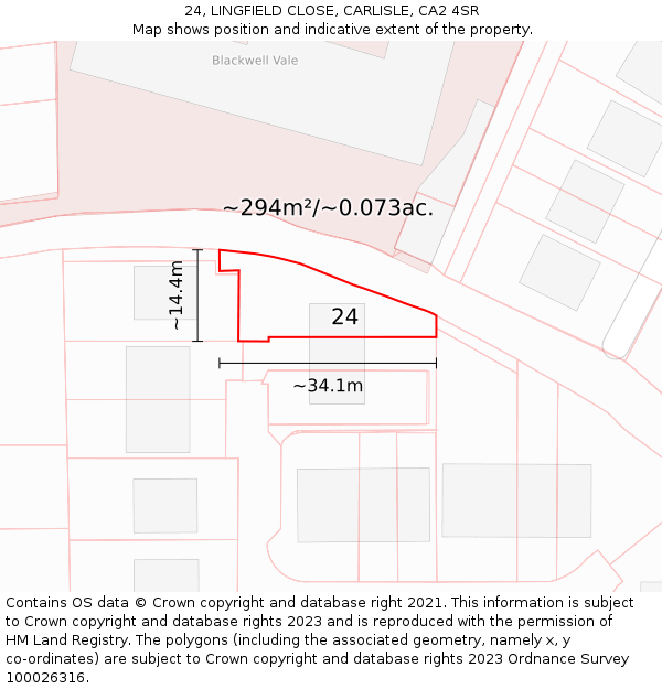 24, LINGFIELD CLOSE, CARLISLE, CA2 4SR: Plot and title map