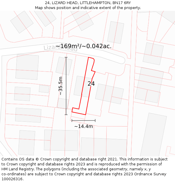 24, LIZARD HEAD, LITTLEHAMPTON, BN17 6RY: Plot and title map